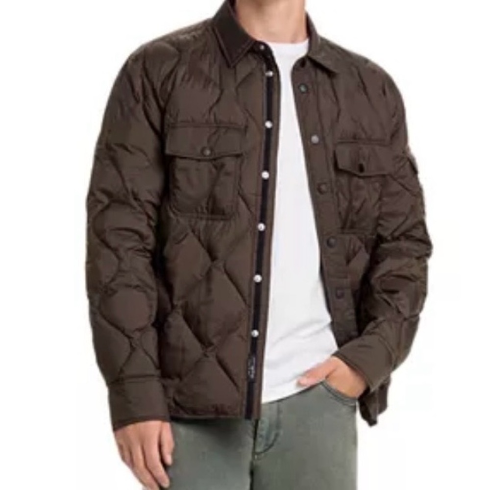rag & bone Men's Quilted Shirt Jacket in Dark Brown